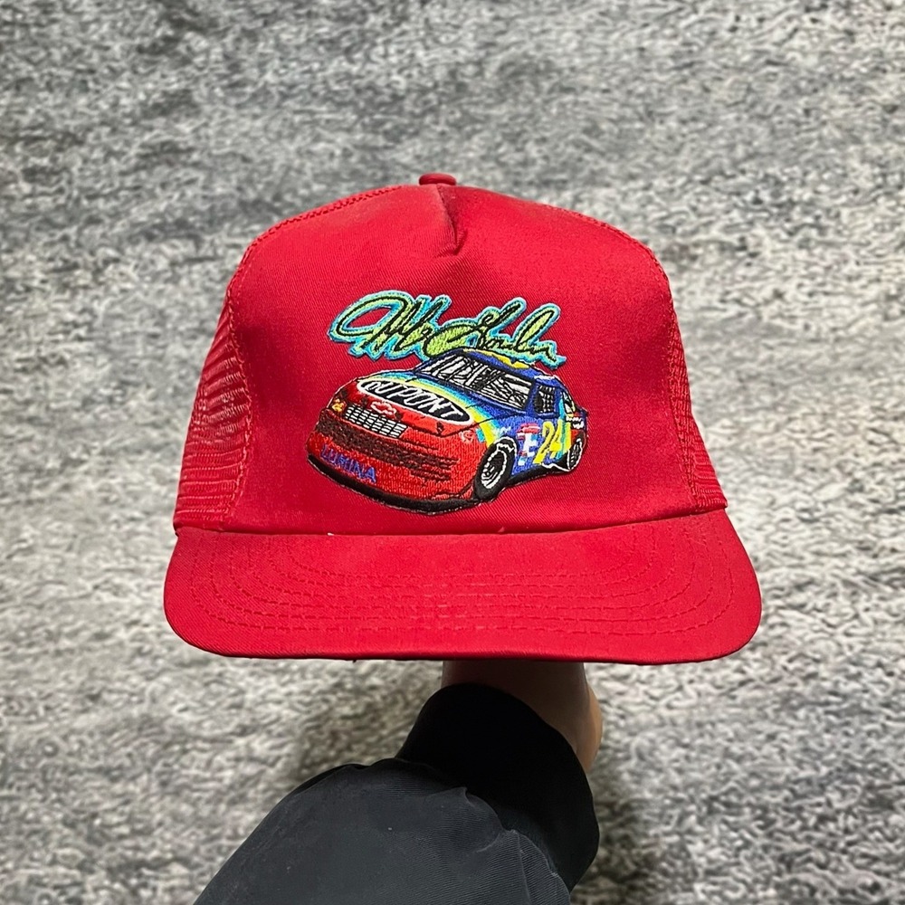 Vintage 90s Jeff Gordon Winston Trucker Hat Snapback Red NASCAR Racing Cap‎